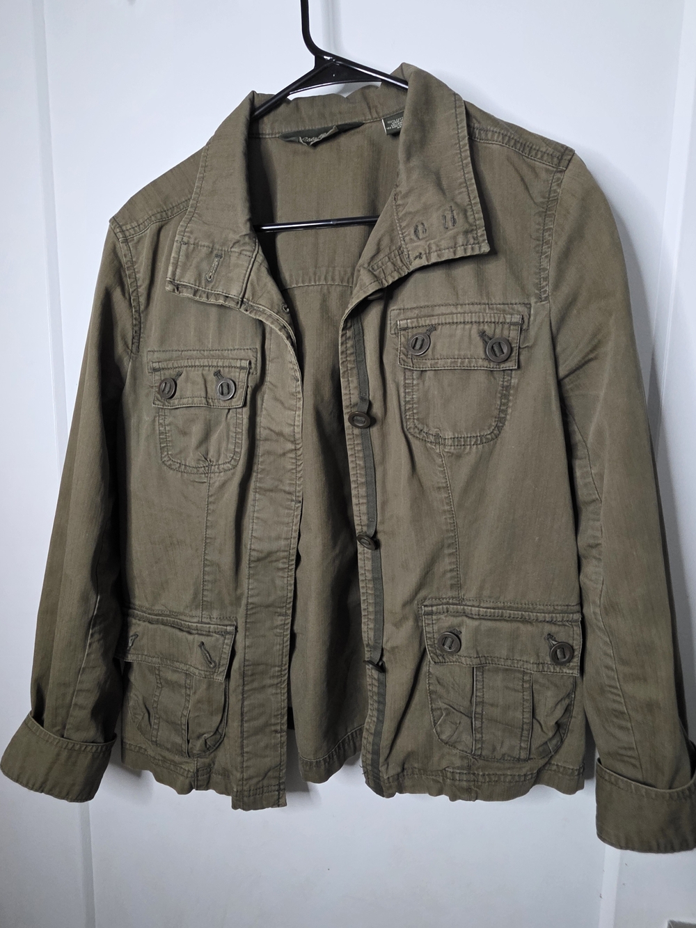 Eddie Bauer Women's Olive Utility Jacket 100% Cotton Military Field Coat